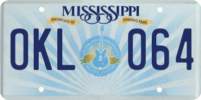 MS license plate OKL064