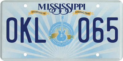 MS license plate OKL065