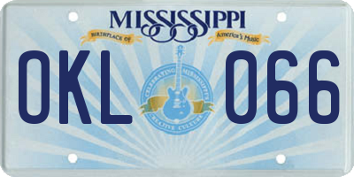 MS license plate OKL066