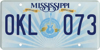 MS license plate OKL073