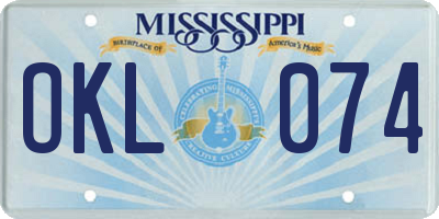 MS license plate OKL074