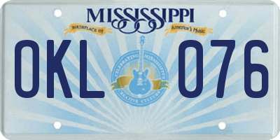 MS license plate OKL076