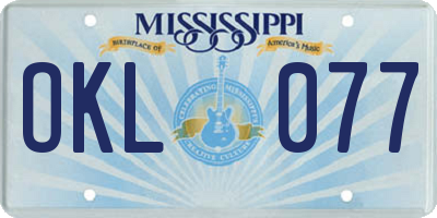 MS license plate OKL077