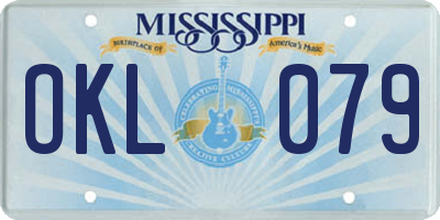 MS license plate OKL079