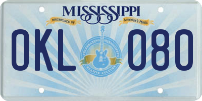 MS license plate OKL080