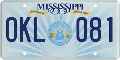 MS license plate OKL081