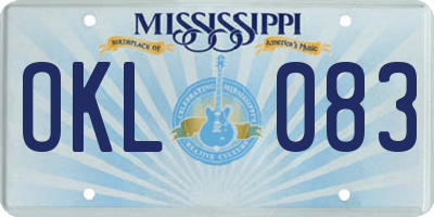 MS license plate OKL083