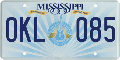 MS license plate OKL085