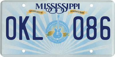 MS license plate OKL086