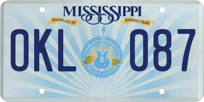 MS license plate OKL087