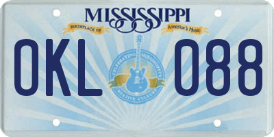 MS license plate OKL088