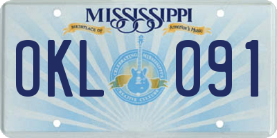 MS license plate OKL091
