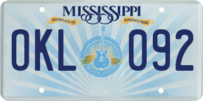 MS license plate OKL092