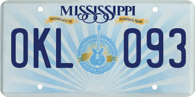 MS license plate OKL093