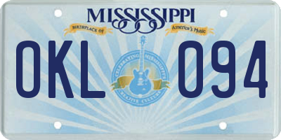 MS license plate OKL094