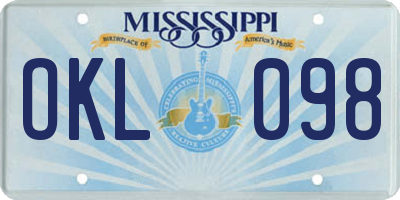 MS license plate OKL098