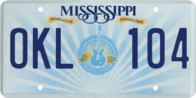 MS license plate OKL104