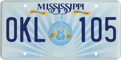 MS license plate OKL105