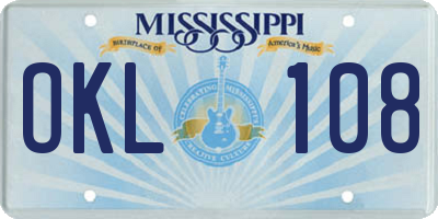 MS license plate OKL108