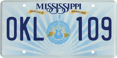 MS license plate OKL109