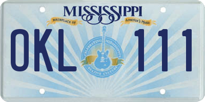 MS license plate OKL111
