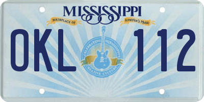 MS license plate OKL112