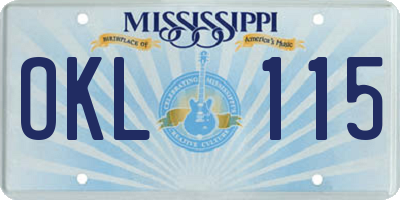 MS license plate OKL115