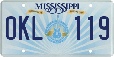 MS license plate OKL119