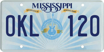 MS license plate OKL120