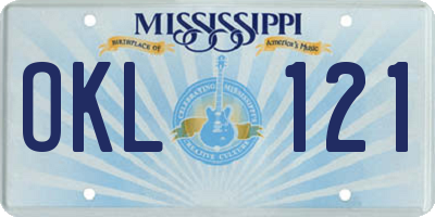 MS license plate OKL121
