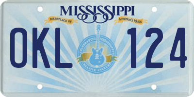 MS license plate OKL124