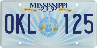 MS license plate OKL125