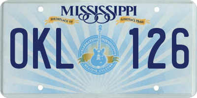 MS license plate OKL126