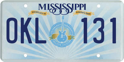 MS license plate OKL131