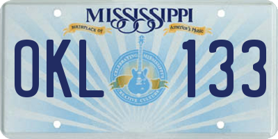 MS license plate OKL133
