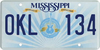 MS license plate OKL134