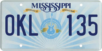 MS license plate OKL135