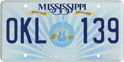 MS license plate OKL139