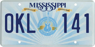 MS license plate OKL141