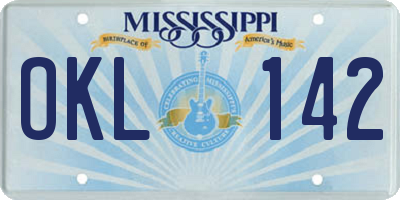 MS license plate OKL142