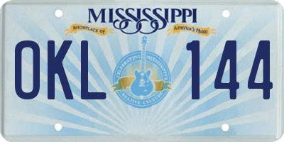 MS license plate OKL144