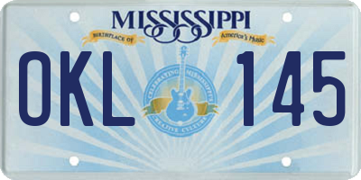 MS license plate OKL145