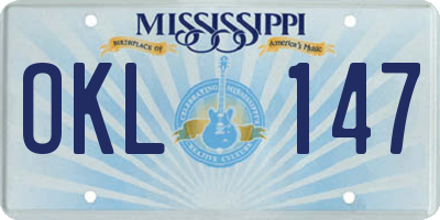 MS license plate OKL147