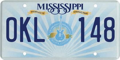 MS license plate OKL148