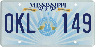 MS license plate OKL149