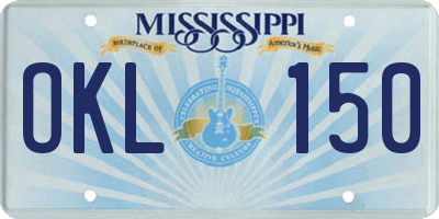 MS license plate OKL150