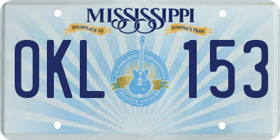 MS license plate OKL153