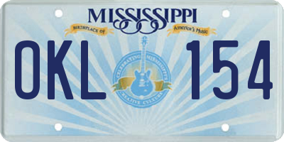 MS license plate OKL154