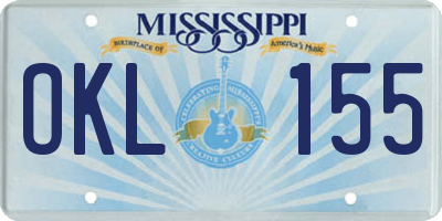 MS license plate OKL155