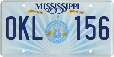 MS license plate OKL156